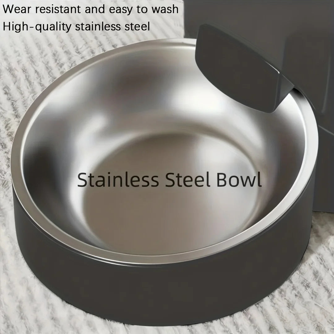 102.5Oz Automatic Cat Feeder, 3L Capacity, Button Operation, Timed and Quantitative Feeding, Cat and Dog Feeder, Set 1-6 Times of Feeding, Moisture-Proof and Fresh Lock, Dual Power Supply, Stainless Steel Food Bowl, Suitable for Multi Pet Families