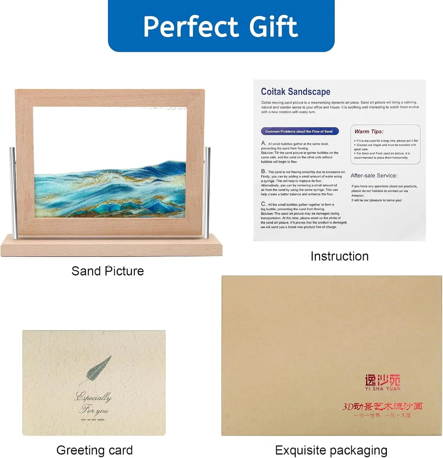 Dynamic Sand Art Picture for Home Office Decor, Calming Moving Sandscape