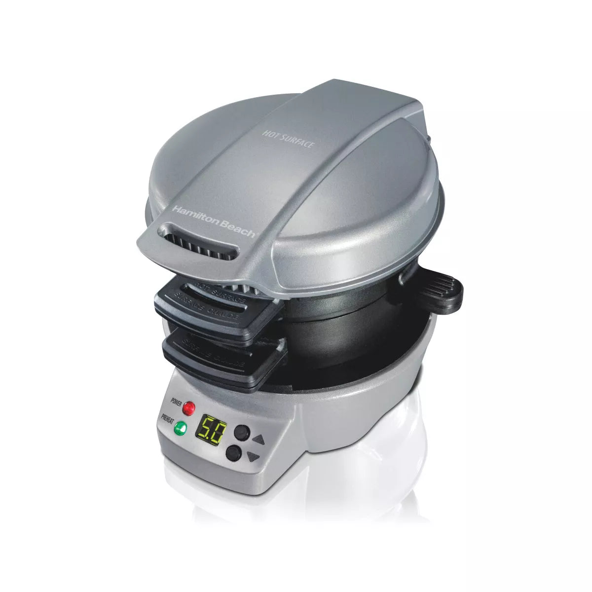 Hamilton Beach Breakfast Sandwich Maker with Timer - Dark Gray - 25478: Nonstick, Cool Touch Handle, 600W, Dishwasher-Safe