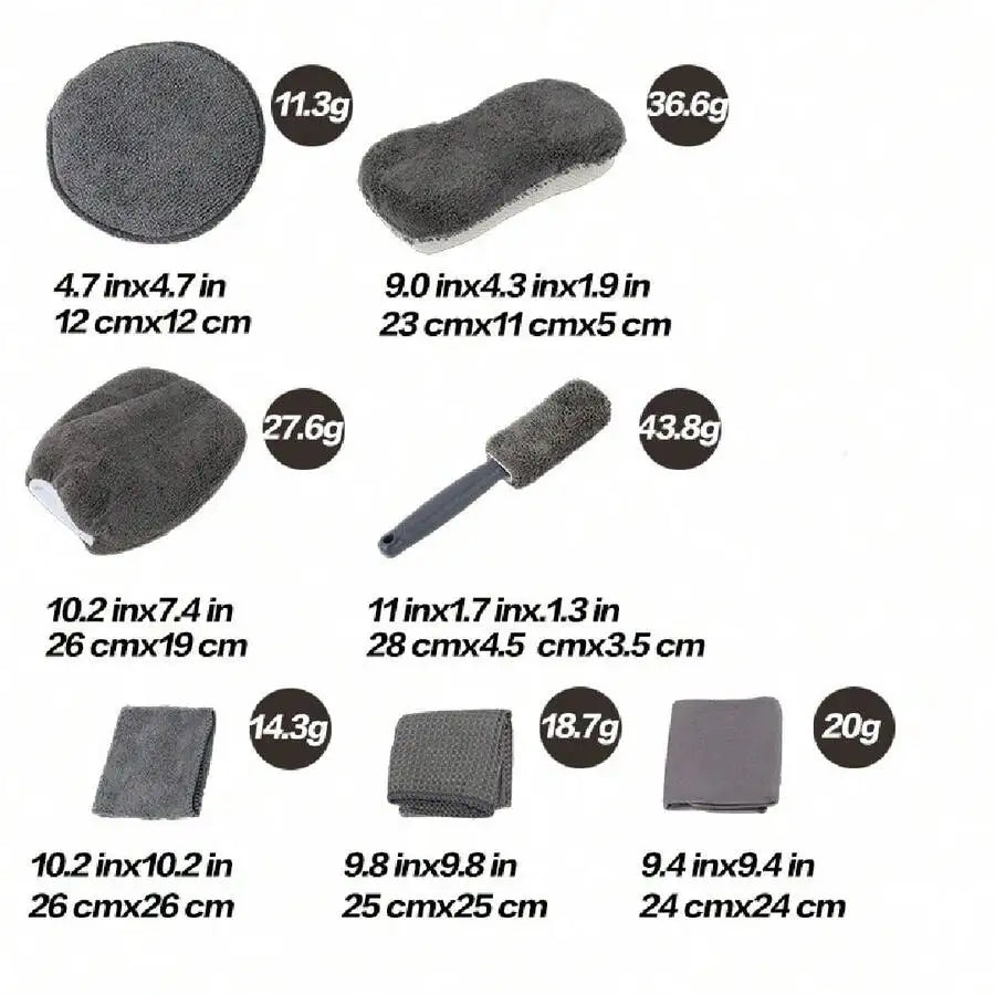 11PCS Car Cleaning Kit Microfiber Towels Sponge Mitt Brush for Detailing