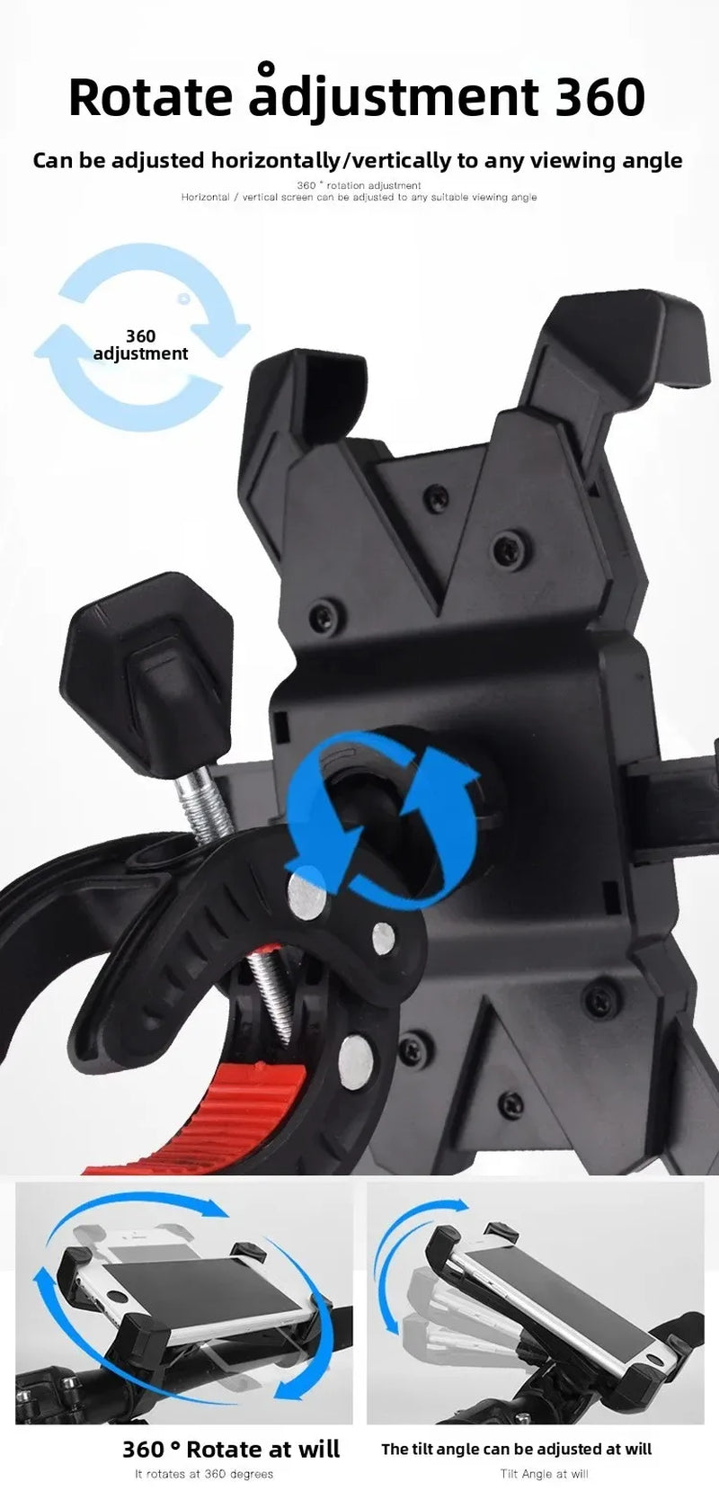 Universal 360° Rotatable Bicycle Phone Holder Non-Slip Adjustable Motorcycle MTB Phone Stand Bike Riding Accessory