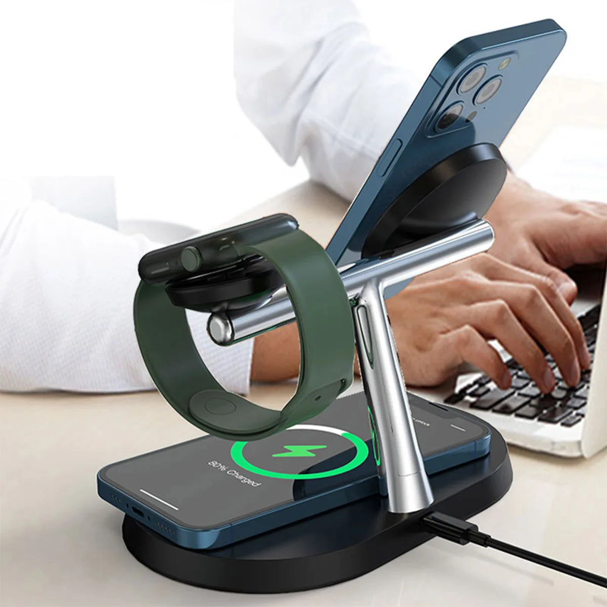 30W 3 in 1 Magnetic Wireless Charger Stand Fast Charging Dock Station for Iphone14/15/16/17Pro Max Apple Watch 8 7 6 Airpods Pro
