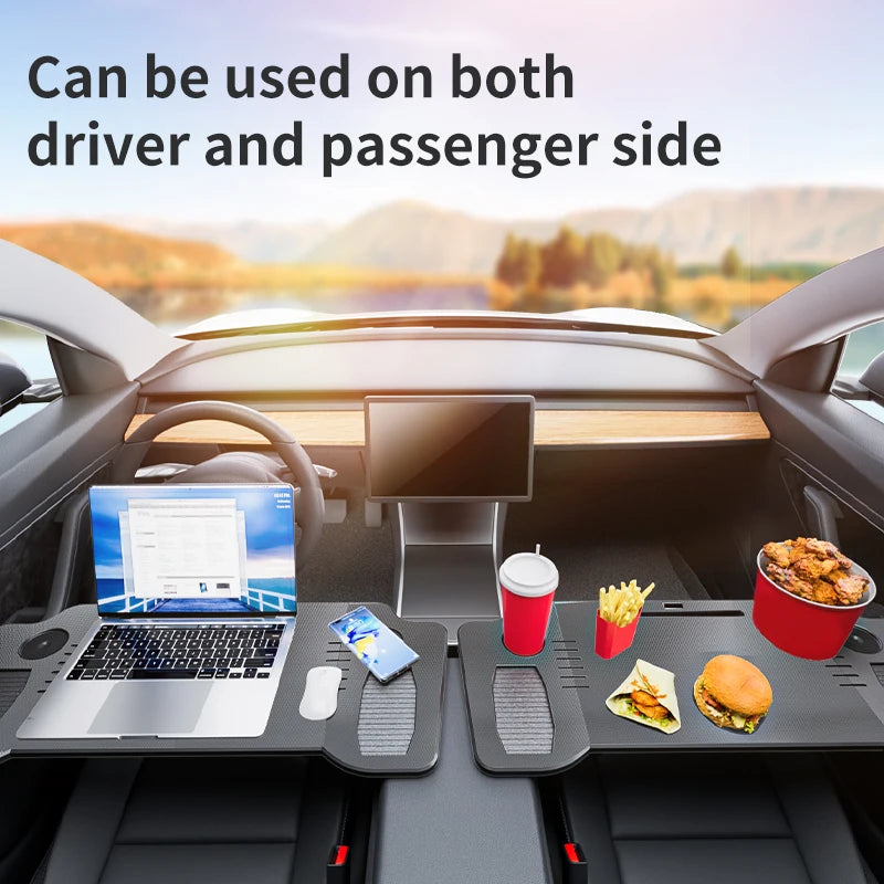 Desk for Tesla Model 3 / Y / S 2025 Car Steering Wheel Laptop Tray Food Desk Portable Office Table for Tesla Model 3 Model Y