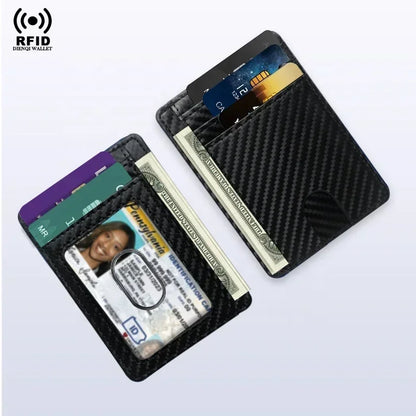 RFID Blocking Wallet Men ID Credit Card Holders Pu Leather Carbon Fiber Minimalist Wallets Male Thin Slim Smart Card Holder Case