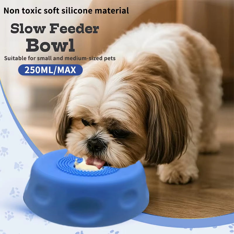 Slow Feeder Dog Bowls for Liquid Treat, Anti-Slip【Entertained Ball-In】 Bone Broth Dog Lick Bowl,Pet Licking Bowls