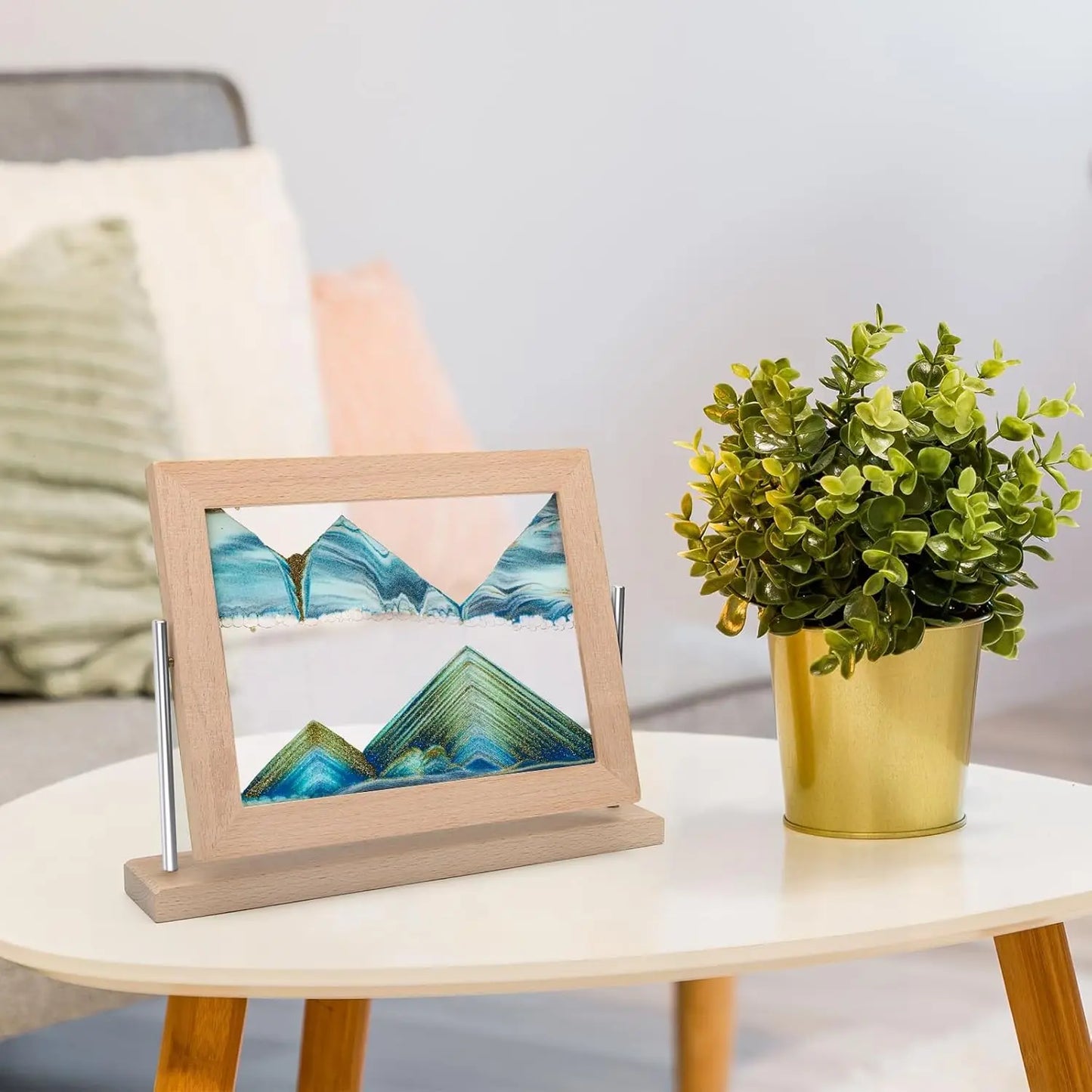 Dynamic Sand Art Picture for Home Office Decor, Calming Moving Sandscape