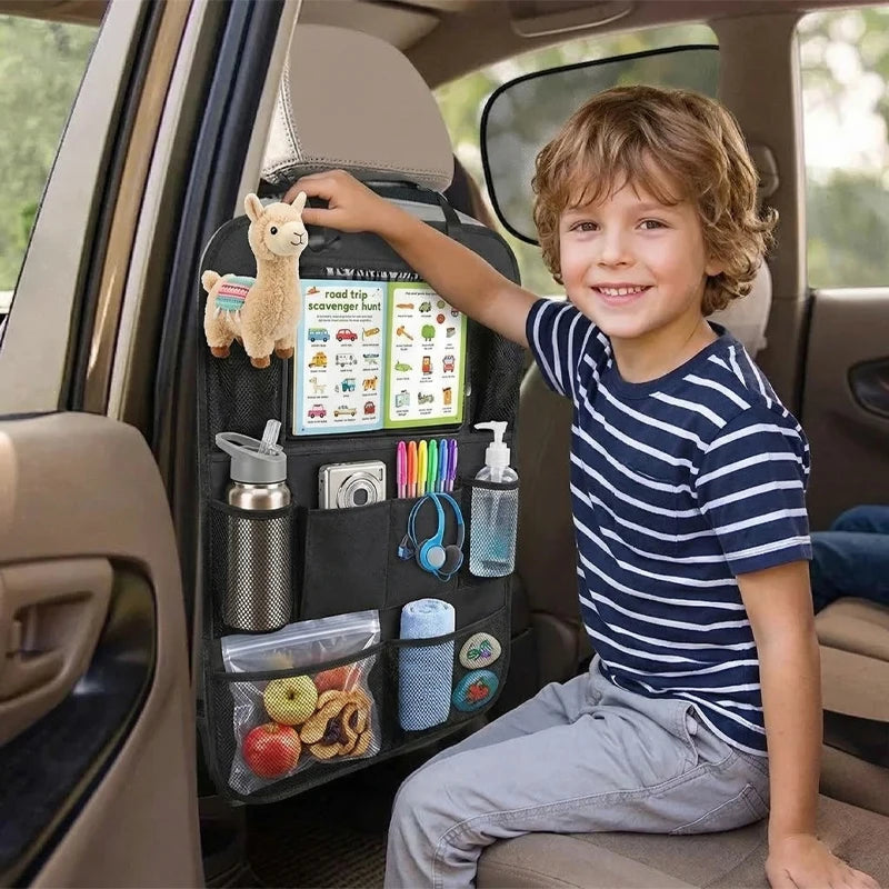 Multifunctional Car Seat Storage Organizer Oxford Fabric Multi Pocket Back Seat Bag with Touch Screen Tablet Holder for Vehicle