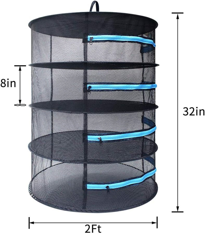 Herb Drying Rack 2Ft 4 Layer, Cannabis Drying Rack Hanging W/Blue Zipper,Garden Scissor Include