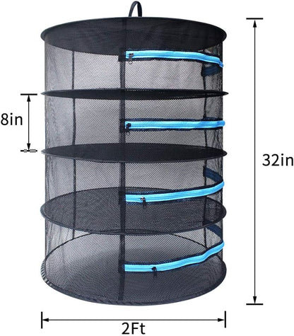 Herb Drying Rack 2Ft 4 Layer, Cannabis Drying Rack Hanging W/Blue Zipper,Garden Scissor Include