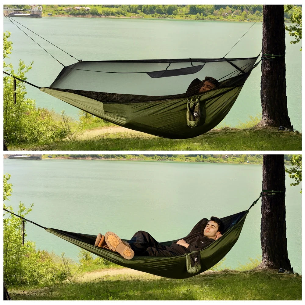 Hammock with Mosquito Net: Portable Camping Hammock with Tree Straps Lightweight for Adults Outdoor Backpacking