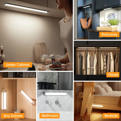 LED Night Light Motion Sensor Lights Wireless Rechargeable Closet Kitchen Bedroom Sensor Light Cabinet Stair Light 2Piece