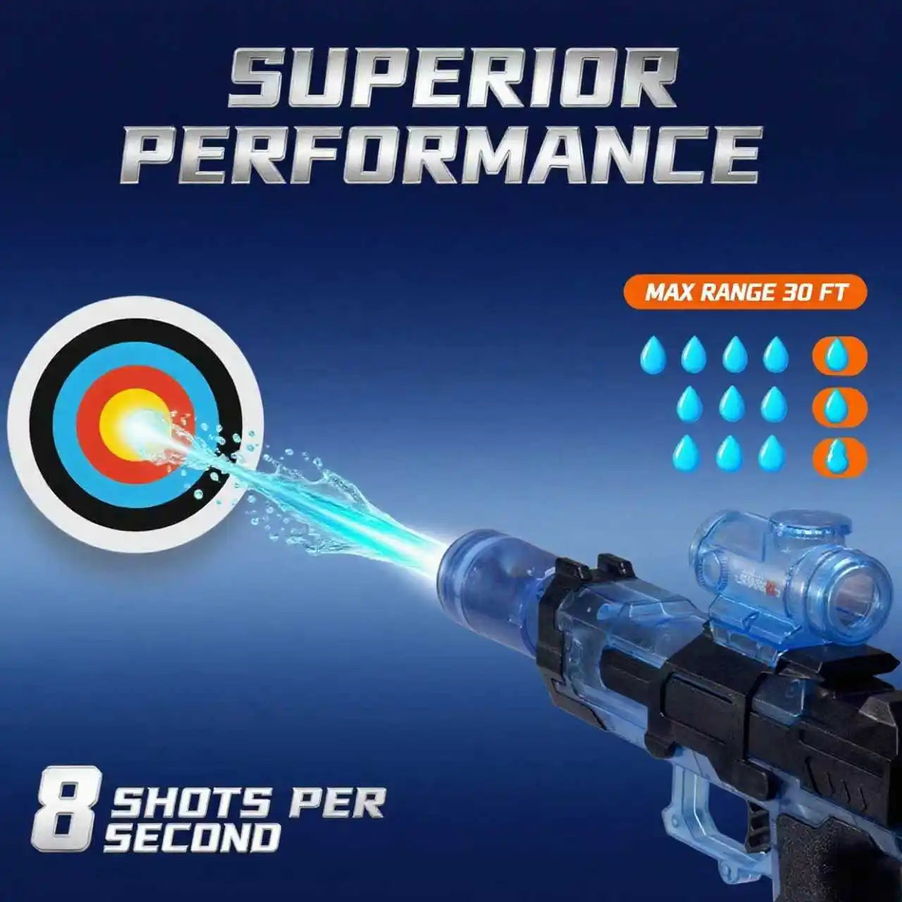 2 Pcs Electric Water Gun Toys with LED Light Automatic Water Pistol Summer Outdoor Beach Pool Toy for Kids