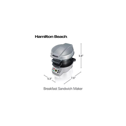 Hamilton Beach Breakfast Sandwich Maker with Timer - Dark Gray - 25478: Nonstick, Cool Touch Handle, 600W, Dishwasher-Safe