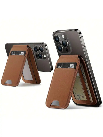 Magnetic Wallet Case with Card Holder and Stand for Iphone 16 15 14 13 12 Series PU Leather Black