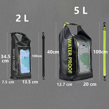2L 5L Marine Dry Bag Waterproof PVC Bags Phone Touch Beach Canyoning Boating Diving Rafting Floating Kayaking Surf Shoulder Bag