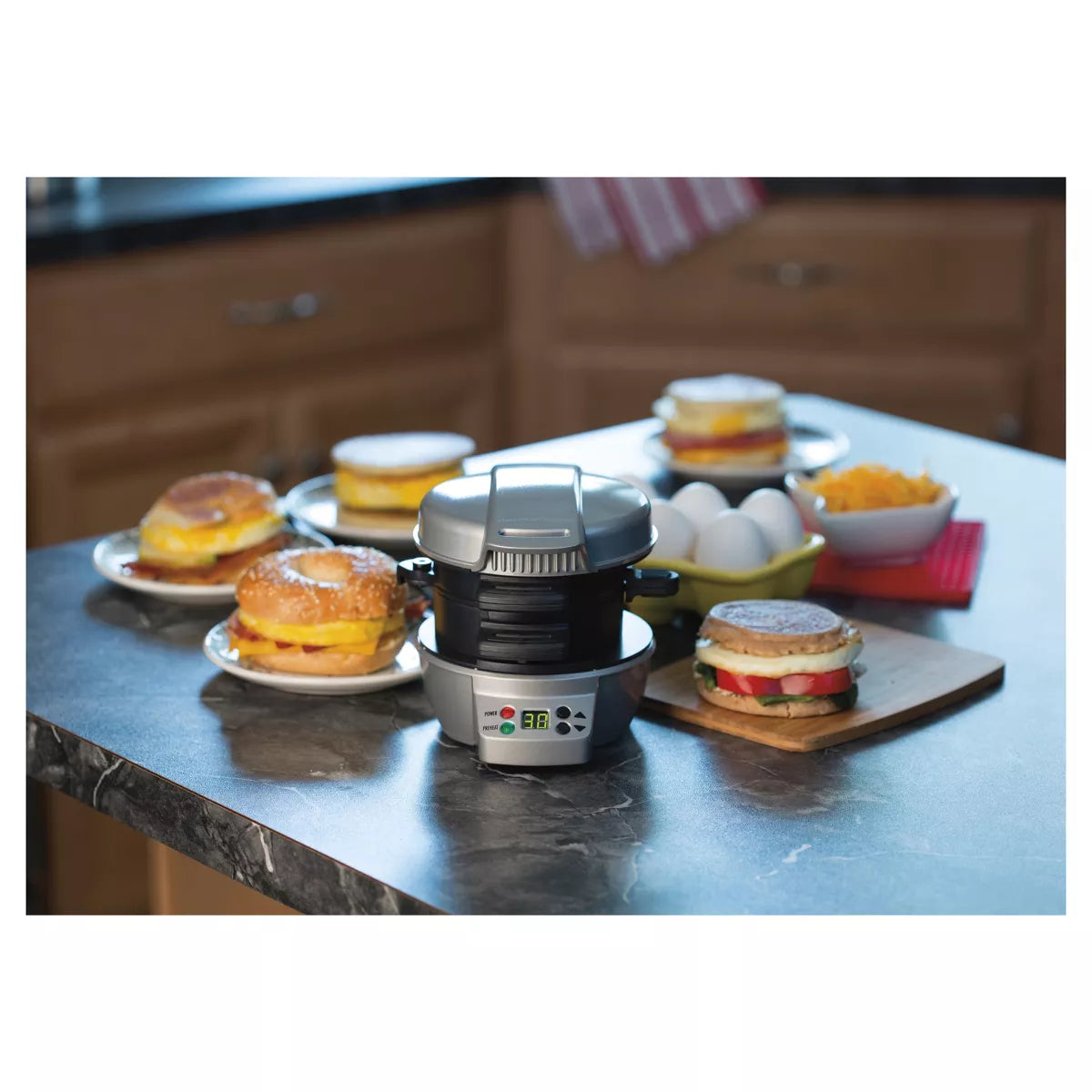 Hamilton Beach Breakfast Sandwich Maker with Timer - Dark Gray - 25478: Nonstick, Cool Touch Handle, 600W, Dishwasher-Safe