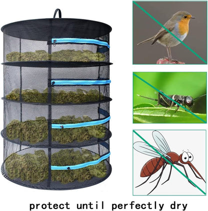 Herb Drying Rack 2Ft 4 Layer, Cannabis Drying Rack Hanging W/Blue Zipper,Garden Scissor Include