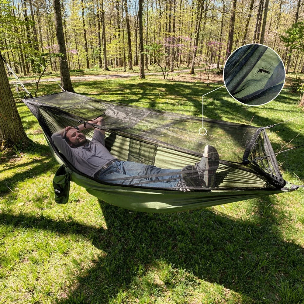 Hammock with Mosquito Net: Portable Camping Hammock with Tree Straps Lightweight for Adults Outdoor Backpacking