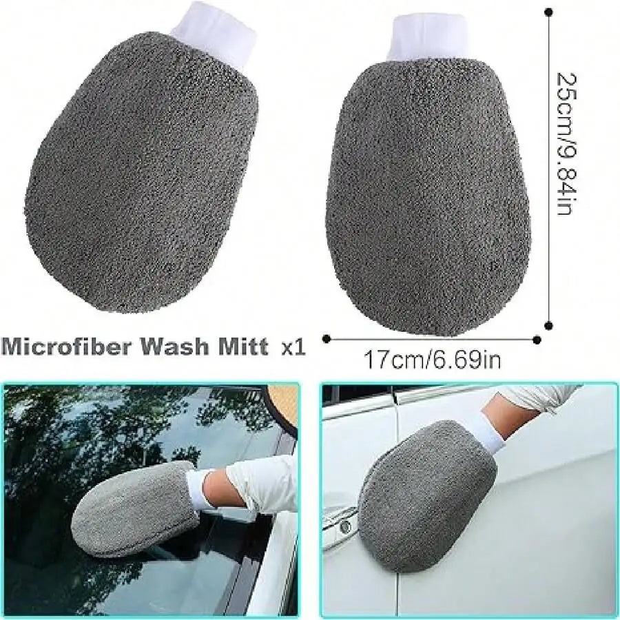 11PCS Car Cleaning Kit Microfiber Towels Sponge Mitt Brush for Detailing