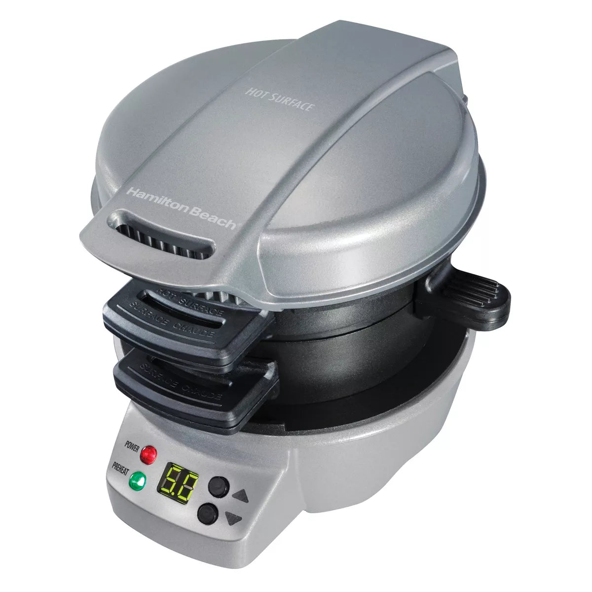 Hamilton Beach Breakfast Sandwich Maker with Timer - Dark Gray - 25478: Nonstick, Cool Touch Handle, 600W, Dishwasher-Safe
