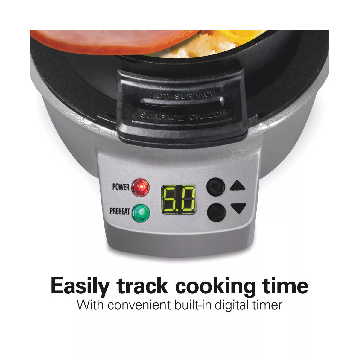 Hamilton Beach Breakfast Sandwich Maker with Timer - Dark Gray - 25478: Nonstick, Cool Touch Handle, 600W, Dishwasher-Safe