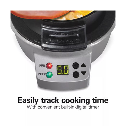 Hamilton Beach Breakfast Sandwich Maker with Timer - Dark Gray - 25478: Nonstick, Cool Touch Handle, 600W, Dishwasher-Safe