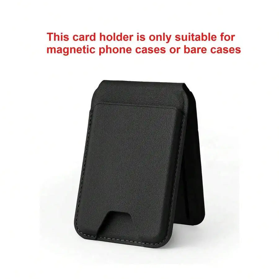 Magnetic Wallet Case with Card Holder and Stand for Iphone 16 15 14 13 12 Series PU Leather Black