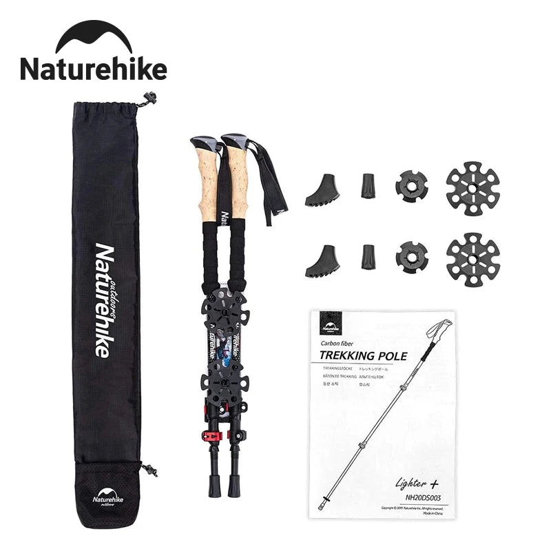 Trekking Poles 2 Poles Ultralight Carbon Fiber Walking Sticks Outdoor Folding Portable Climb Hiking Telescopic Poles