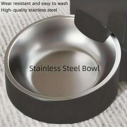 102.5Oz Automatic Cat Feeder, 3L Capacity, Button Operation, Timed and Quantitative Feeding, Cat and Dog Feeder, Set 1-6 Times of Feeding, Moisture-Proof and Fresh Lock, Dual Power Supply, Stainless Steel Food Bowl, Suitable for Multi Pet Families