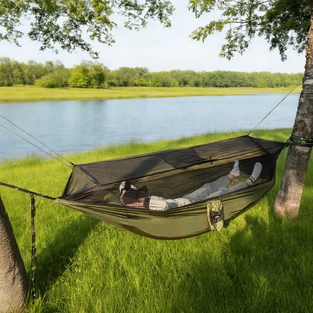 Hammock with Mosquito Net: Portable Camping Hammock with Tree Straps Lightweight for Adults Outdoor Backpacking