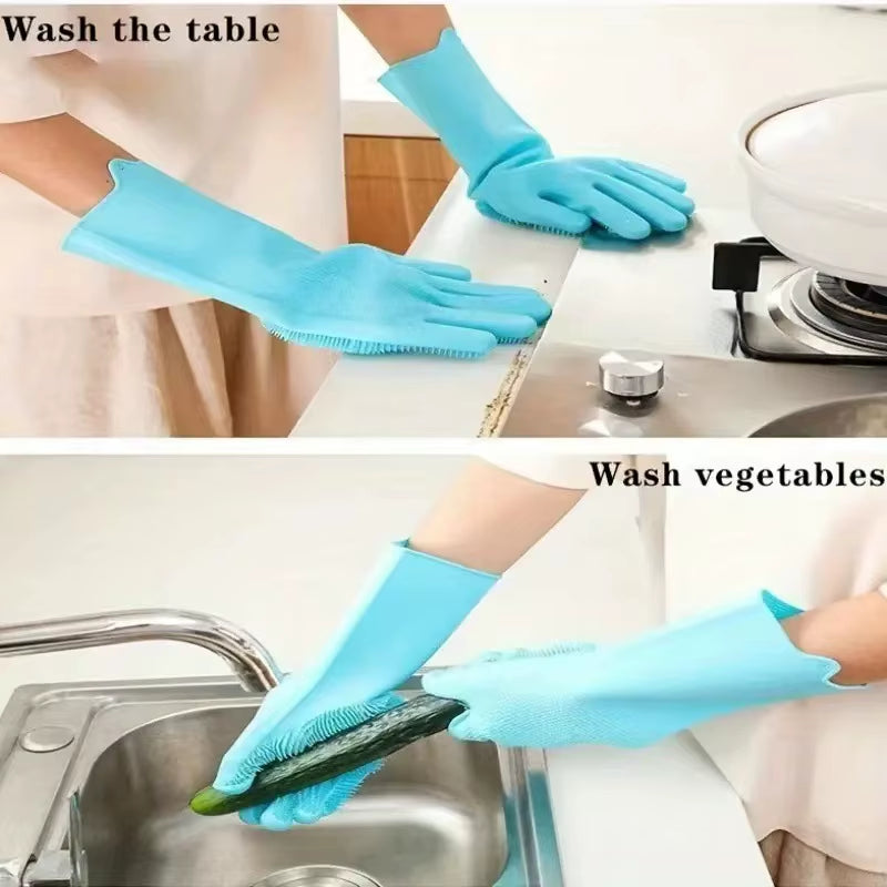 Pet Bathing Glove - Silicone Scrubber Mitt for Dogs & Cats, Massage & Deshedding, Waterproof, Bite-Resistant (Blue/Pink)