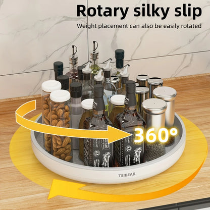 1Pc Multi-Functional 360° Rotating Kitchen Organizer - Durable Plastic Countertop Storage Rack for Spices, Oils, and Fruits