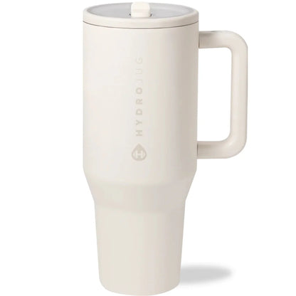 40Oz Cream Insulated Stainless Steel Water Bottle | HYD Traveler Flip Straw Tumbler with Handle