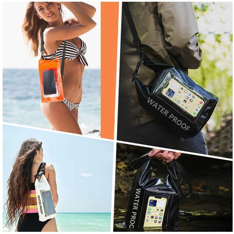 2L 5L Marine Dry Bag Waterproof PVC Bags Phone Touch Beach Canyoning Boating Diving Rafting Floating Kayaking Surf Shoulder Bag