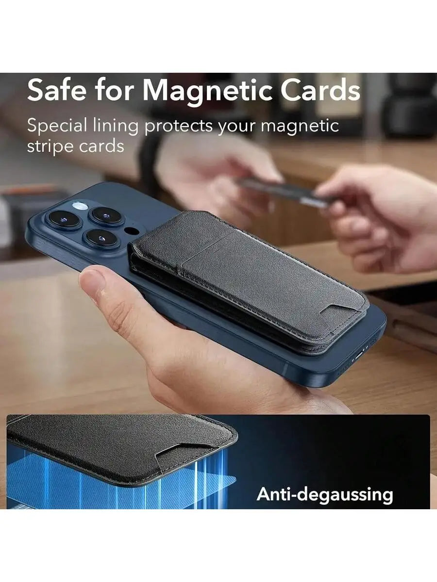 Magnetic Wallet Case with Card Holder and Stand for Iphone 16 15 14 13 12 Series PU Leather Black