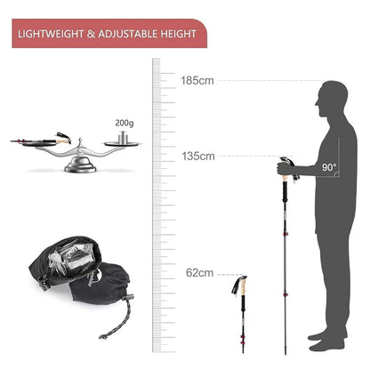 Trekking Poles 2 Poles Ultralight Carbon Fiber Walking Sticks Outdoor Folding Portable Climb Hiking Telescopic Poles