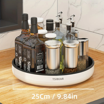 1Pc Multi-Functional 360° Rotating Kitchen Organizer - Durable Plastic Countertop Storage Rack for Spices, Oils, and Fruits