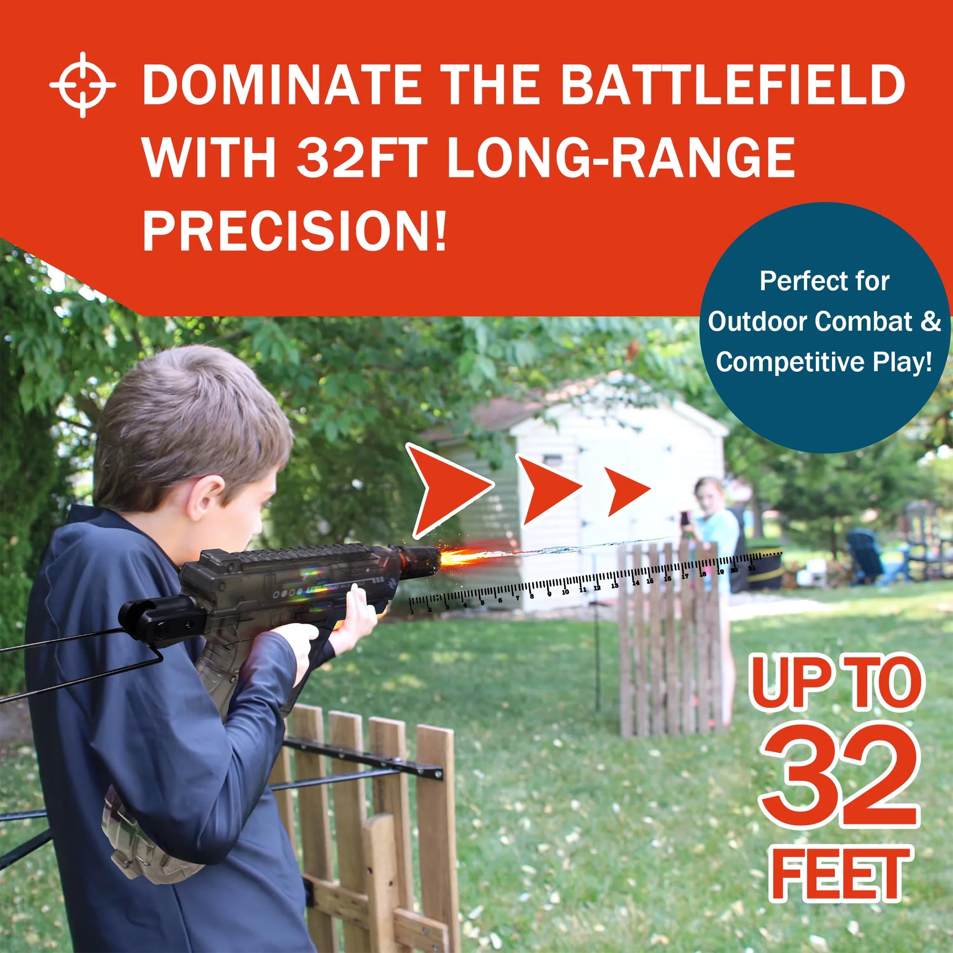 Powerful Electric Water Gun Automatic Manual Squirt Gun with LED Light Rechargeable Battery Powered Water Blaster 28-32 Ft Range Large Capacity Tank for Outdoor Pool Beach Battle Play