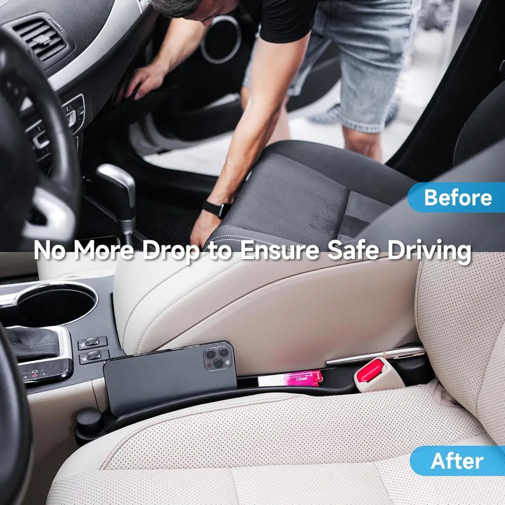 Car Seat Gap Filler Set of 2, Soft Foam Multifunctional Gap Stopper with Organizer & Hook, Universal Fit for Cars Suvs Trucks