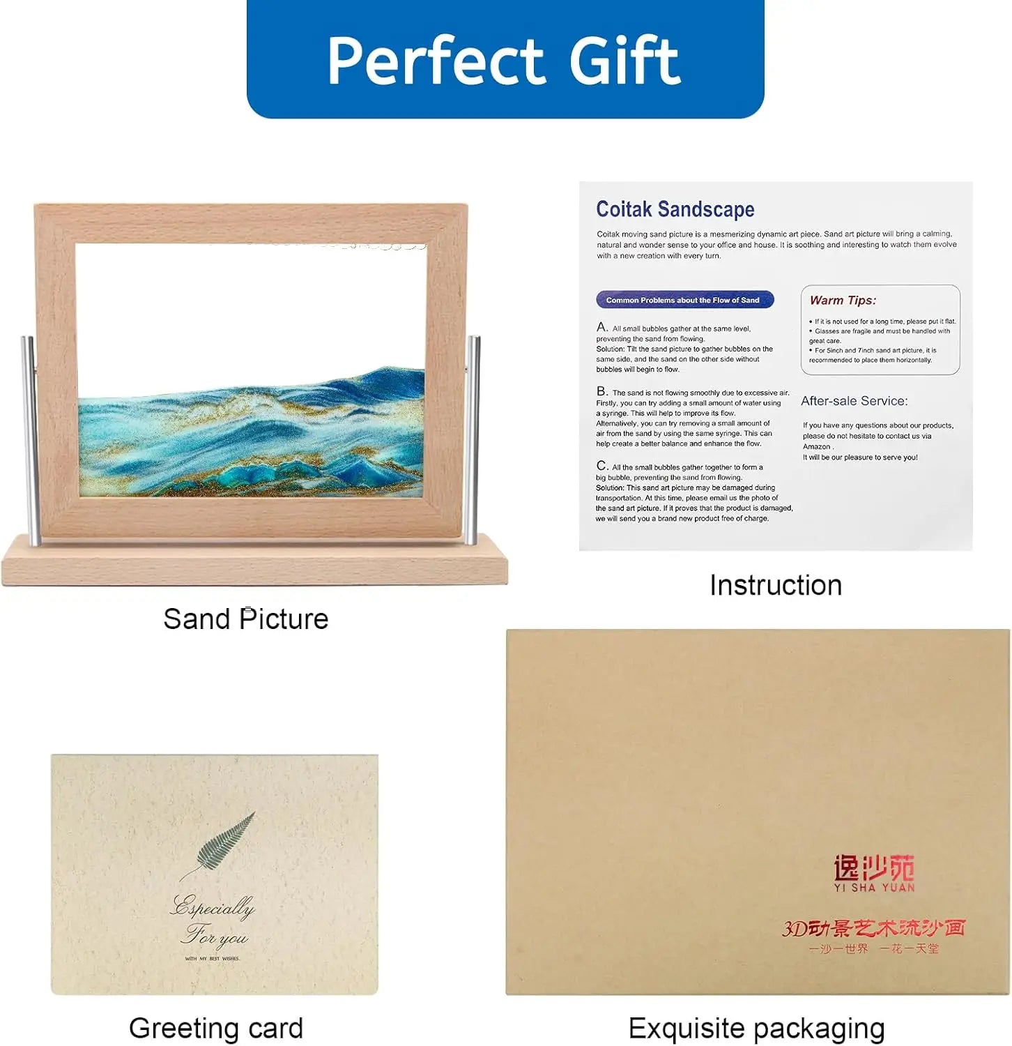 Dynamic Sand Art Picture for Home Office Decor, Calming Moving Sandscape