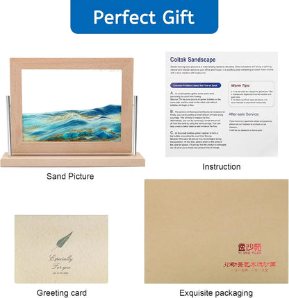 Dynamic Sand Art Picture for Home Office Decor, Calming Moving Sandscape