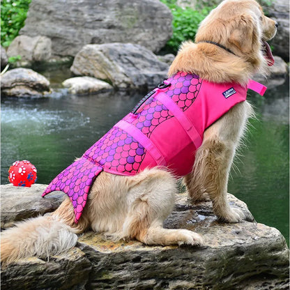 Dog Life Jacket Dogs Ripstop Nylon Buoyant Safety Handle Swimming Surfing Summer Water Activities