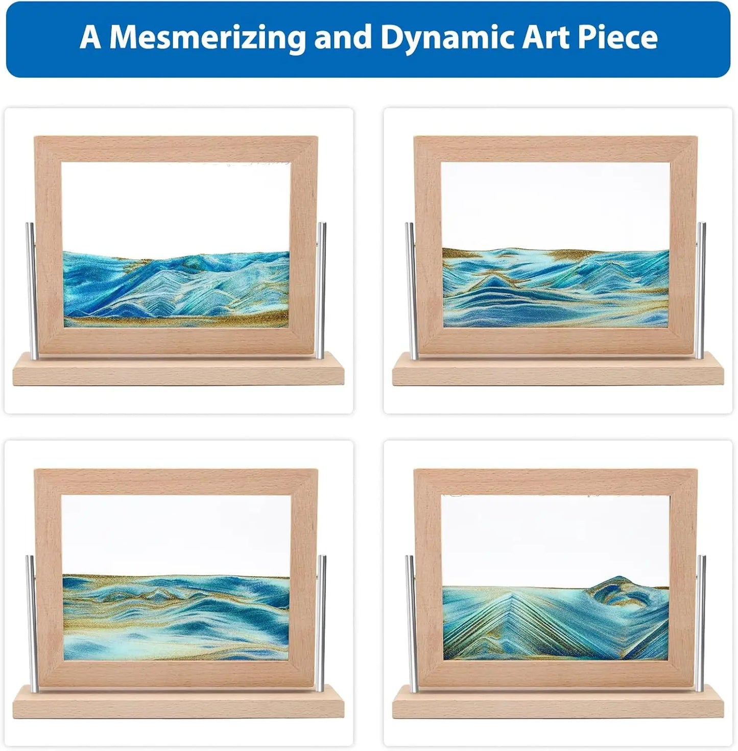 Dynamic Sand Art Picture for Home Office Decor, Calming Moving Sandscape