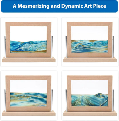 Dynamic Sand Art Picture for Home Office Decor, Calming Moving Sandscape