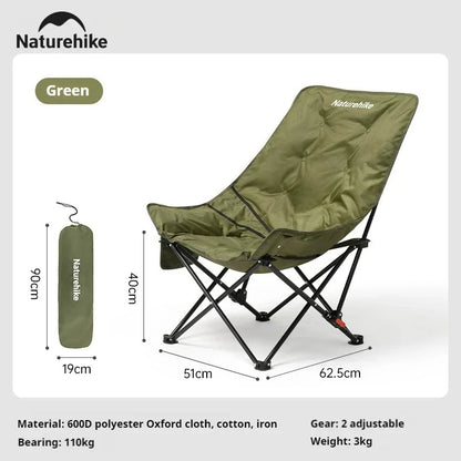 High Back Moon Chair Camping Outdoor Fishing Folding Adjustable Lounge Chair Portable Picnic Garden Leisure Seat