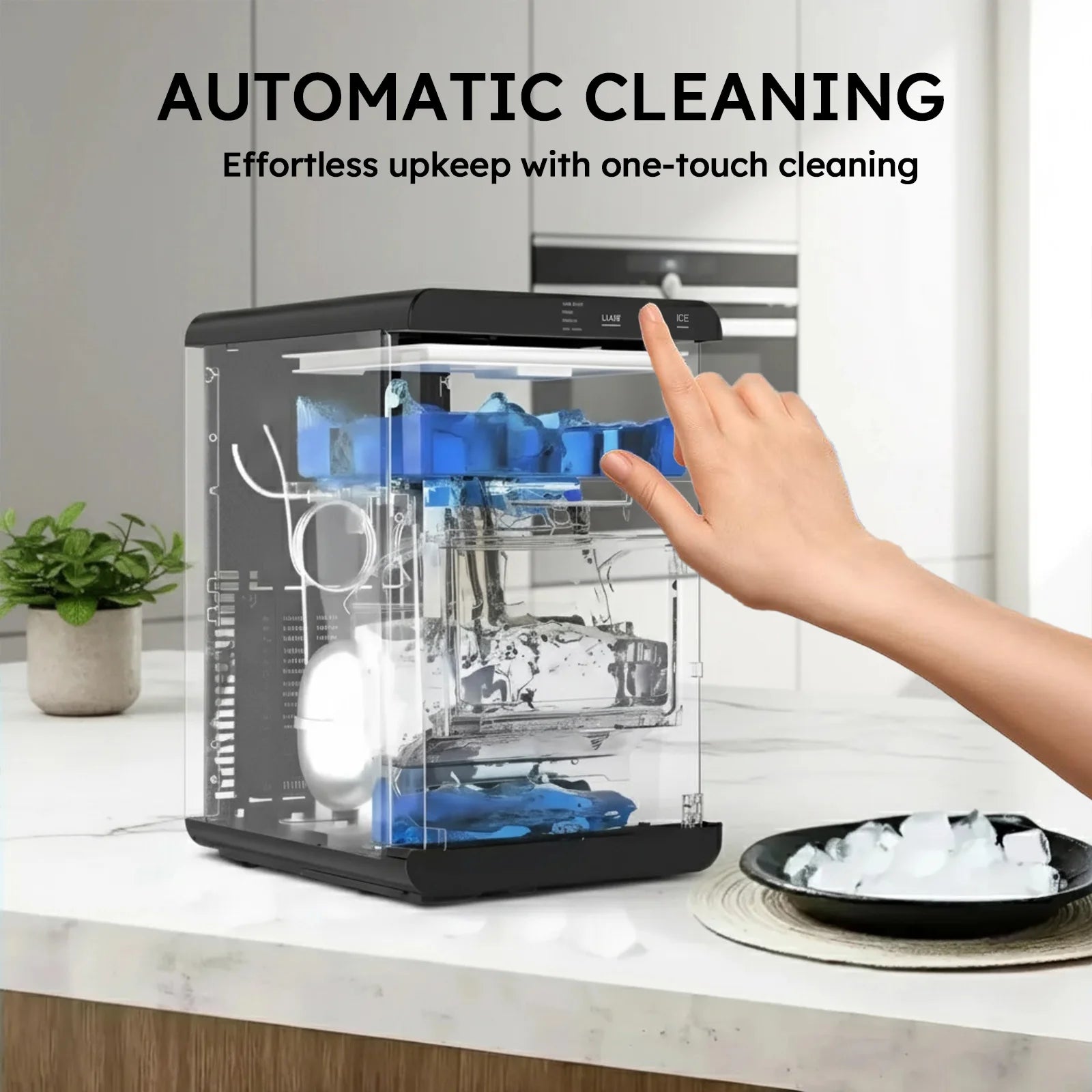 Nugget Ice Maker Countertop 44Bs/24H Self-Cleaning Chewable Pellet Ice Machine with Ice Scoop & Basket for Home/Kitchen/Party