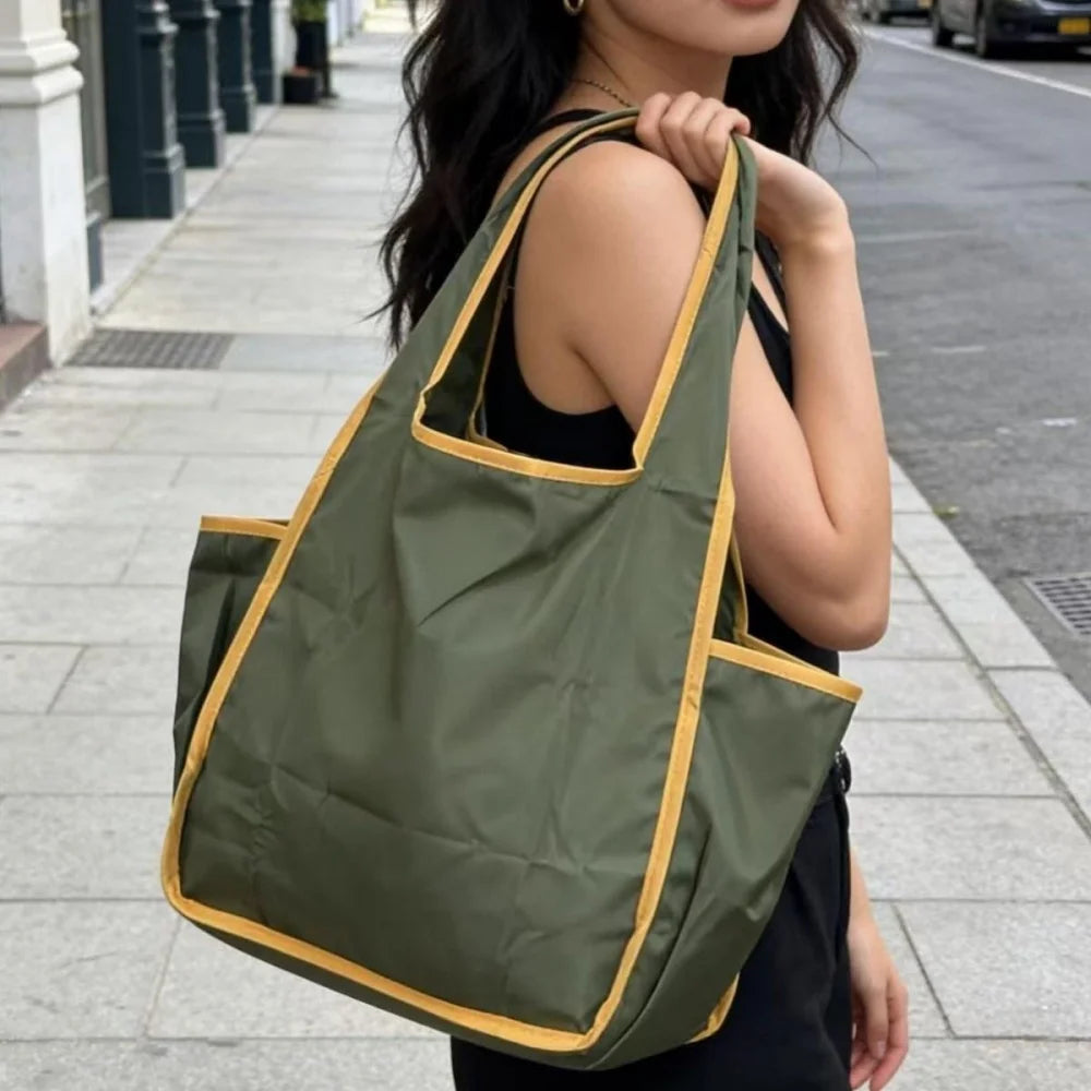 Reusable Drawstring Tote Bag for Shopping Travel and Grocery Lightweight Compact Eco Friendly and Foldable Design