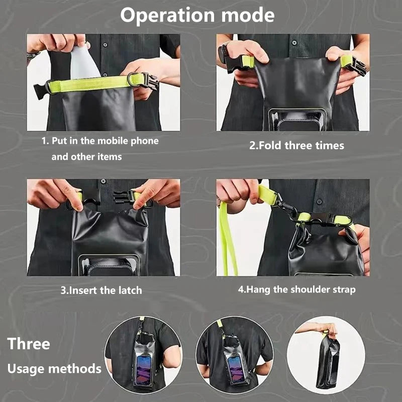 2L 5L Marine Dry Bag Waterproof PVC Bags Phone Touch Beach Canyoning Boating Diving Rafting Floating Kayaking Surf Shoulder Bag