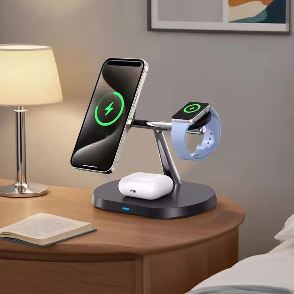 30W 3 in 1 Magnetic Wireless Charger Stand Fast Charging Dock Station for Iphone14/15/16/17Pro Max Apple Watch 8 7 6 Airpods Pro