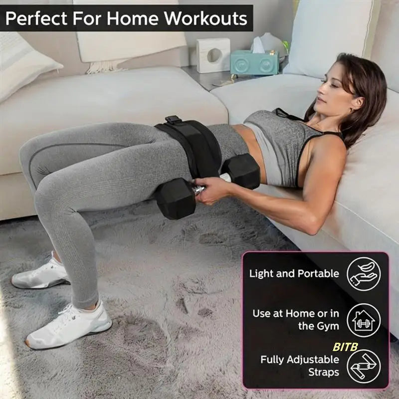 Sports Hip Thrust Belt Glute Trainer Adjustable Hip Thrust Belt for Dumbbells Men Women Home Workout Equipment